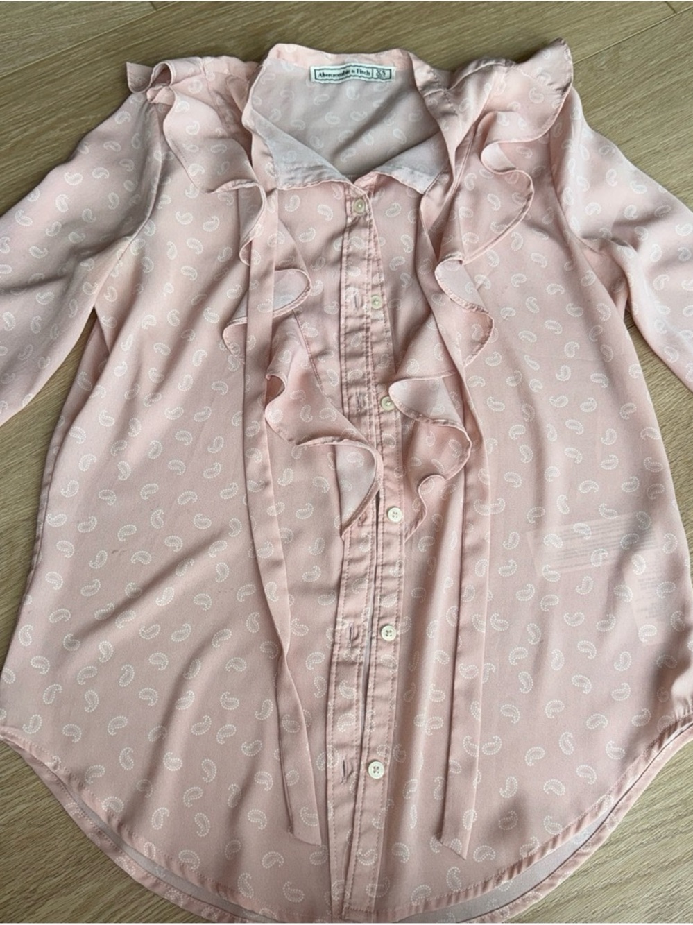 Abercrombie & Fitch Light Pink Ruffle-Front Blouse